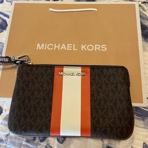 Michael Kors Jet set logo stripe wristlet